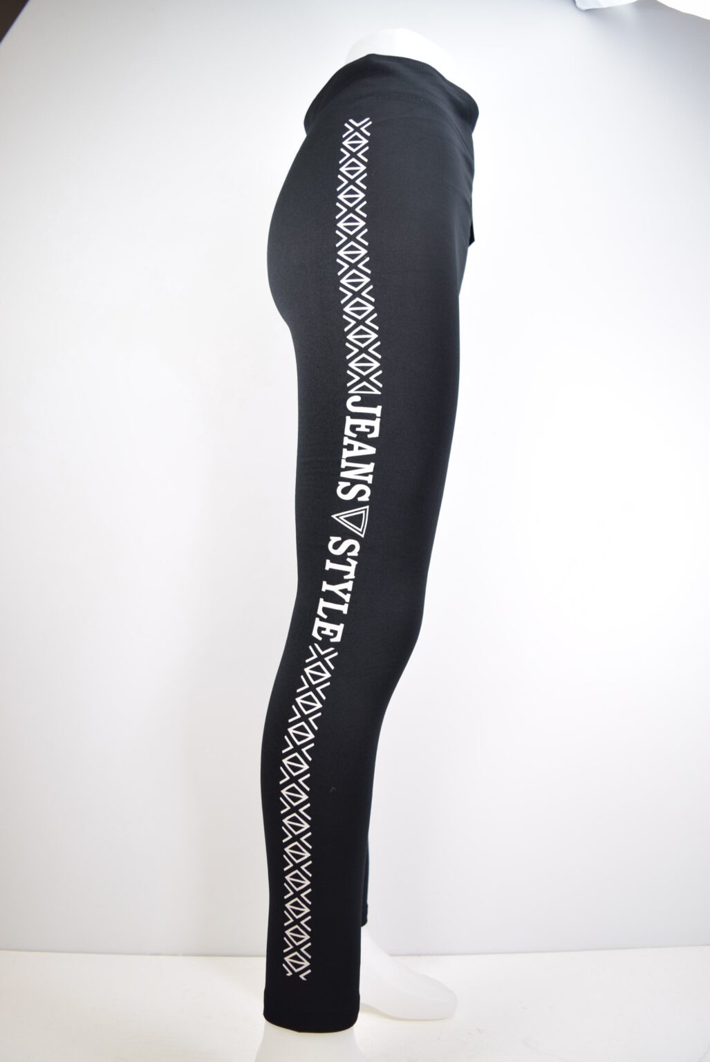 Black Fleece Leggings Interior Pattern Jeans Style (x12)