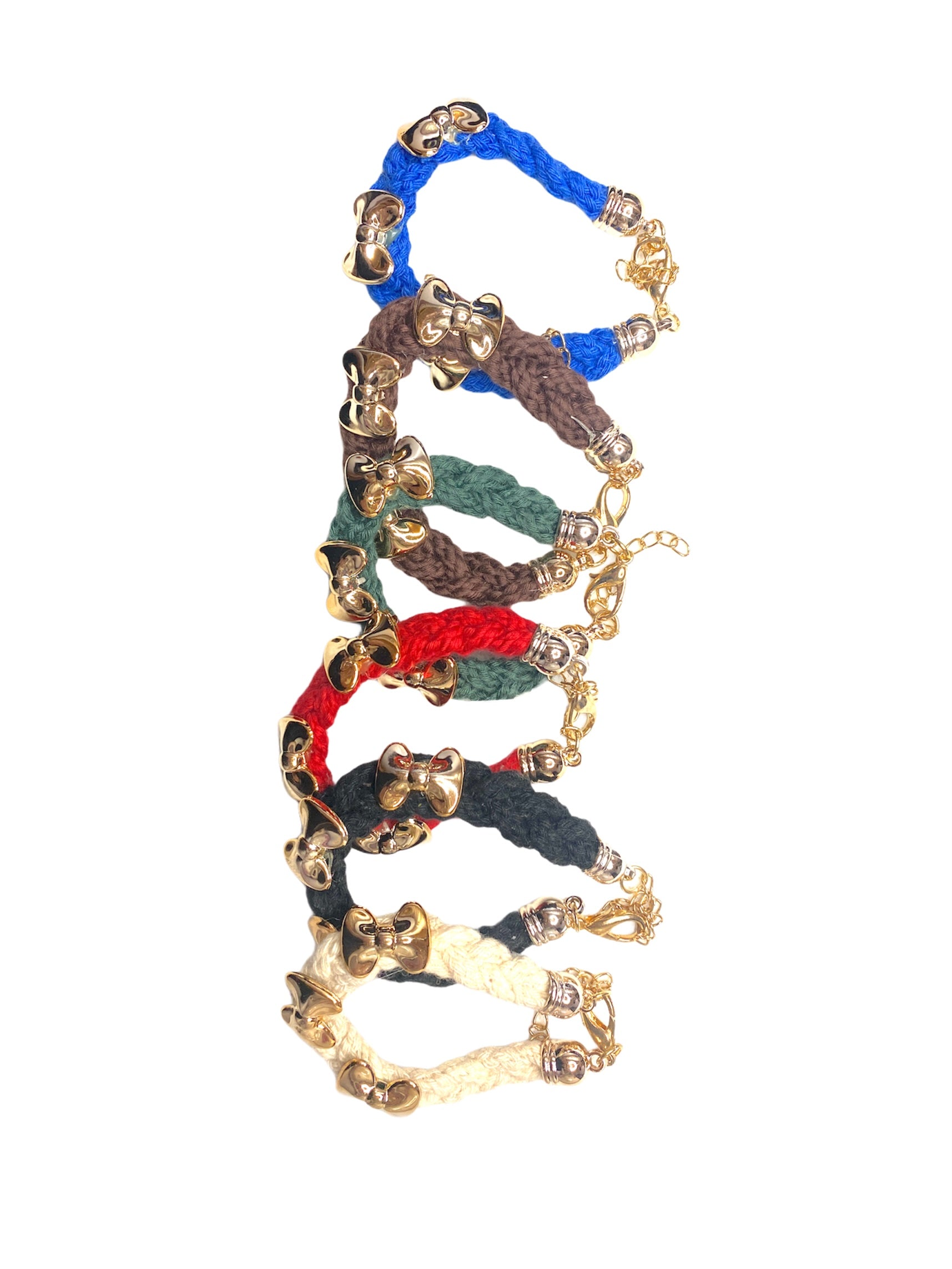Bracelet tissu tresse noeud couleurs mélangées (x12)