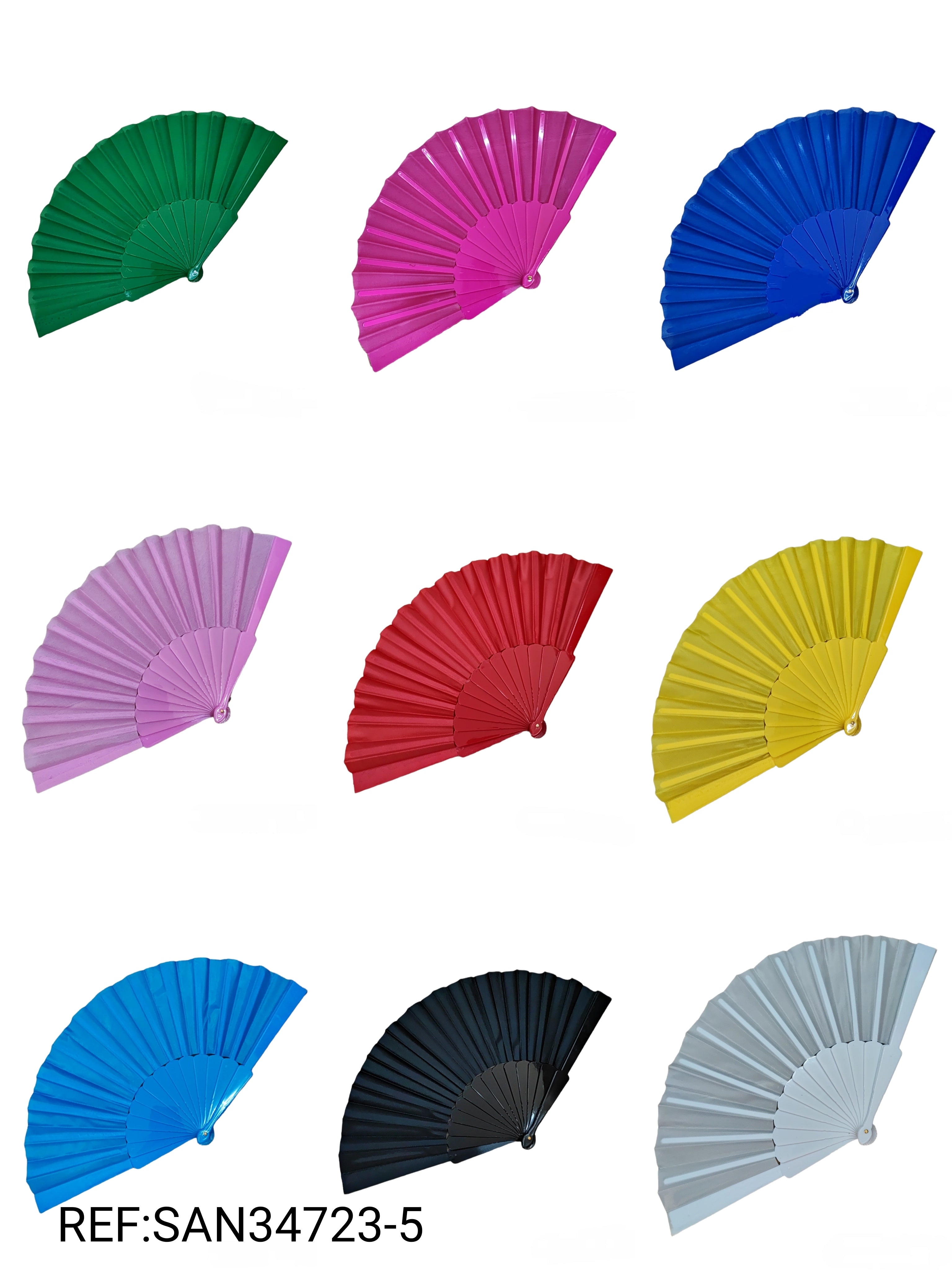 Éventails couleur uni simple (couleurs mélangées)  (x12)