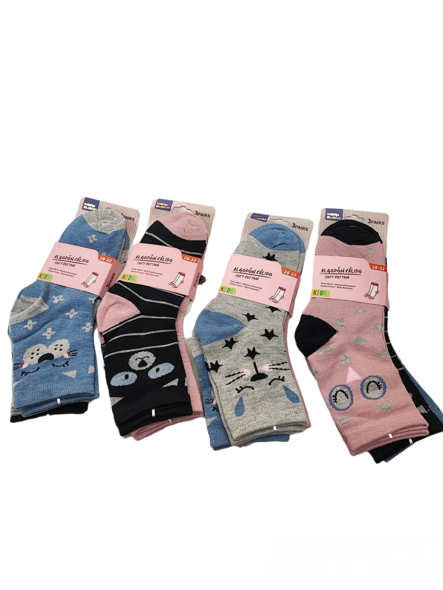 GIRL - Cotton socks 4 mixed sizes T18-22/23-27/28-32/33-35 (x48)