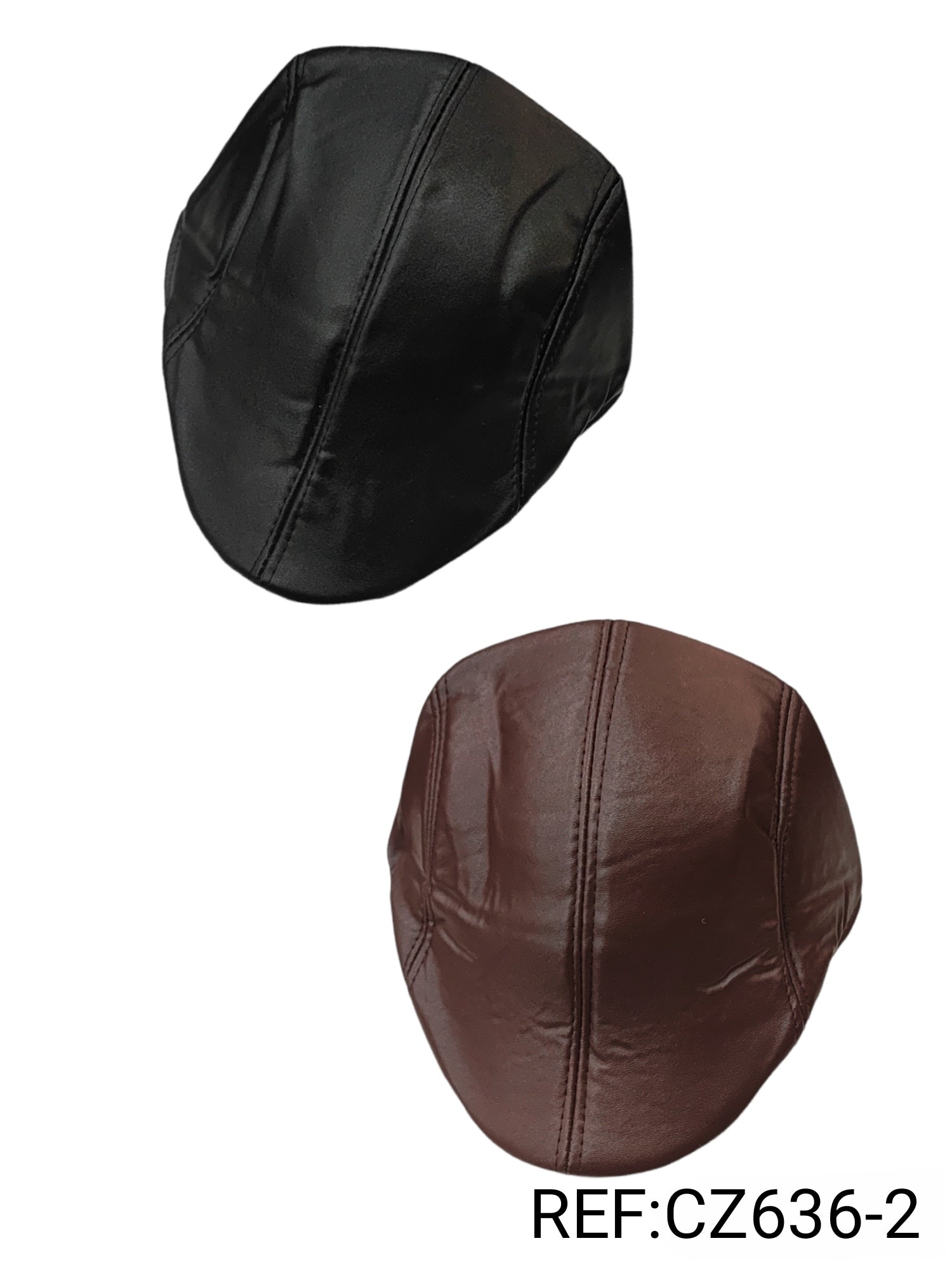 Men's faux leather beret (x12)