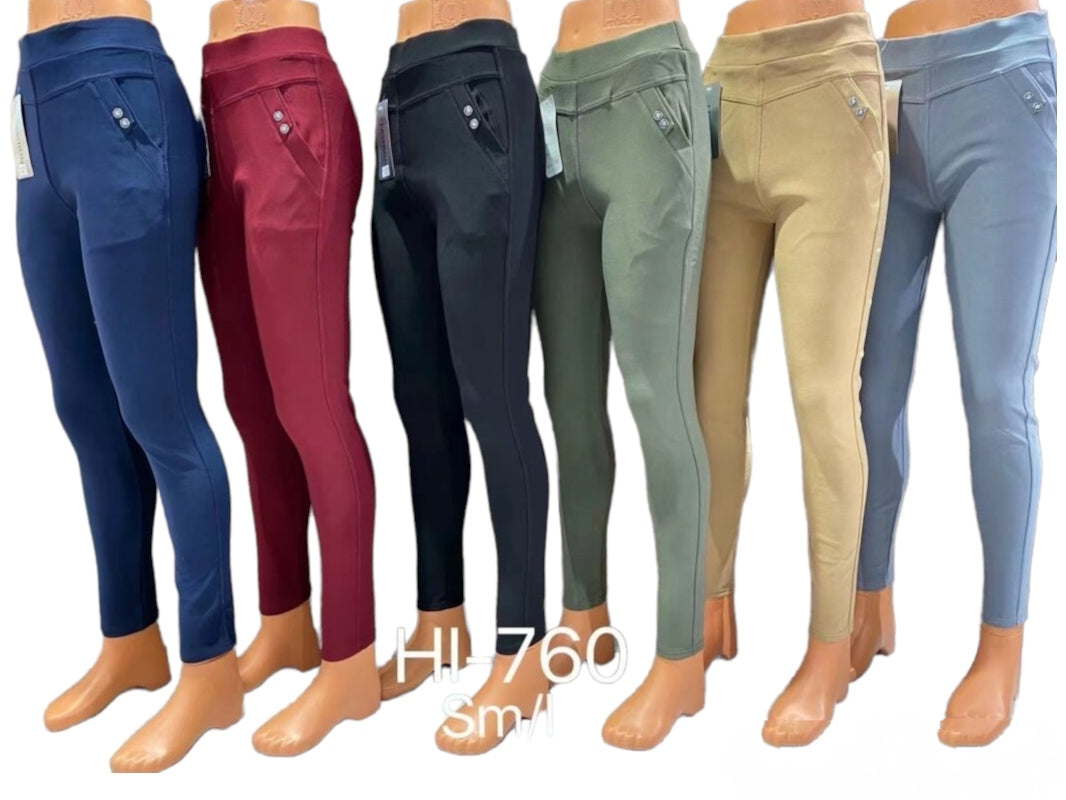 Pantalon couleurs unis Motif 2 Boutons aux poches (x12)