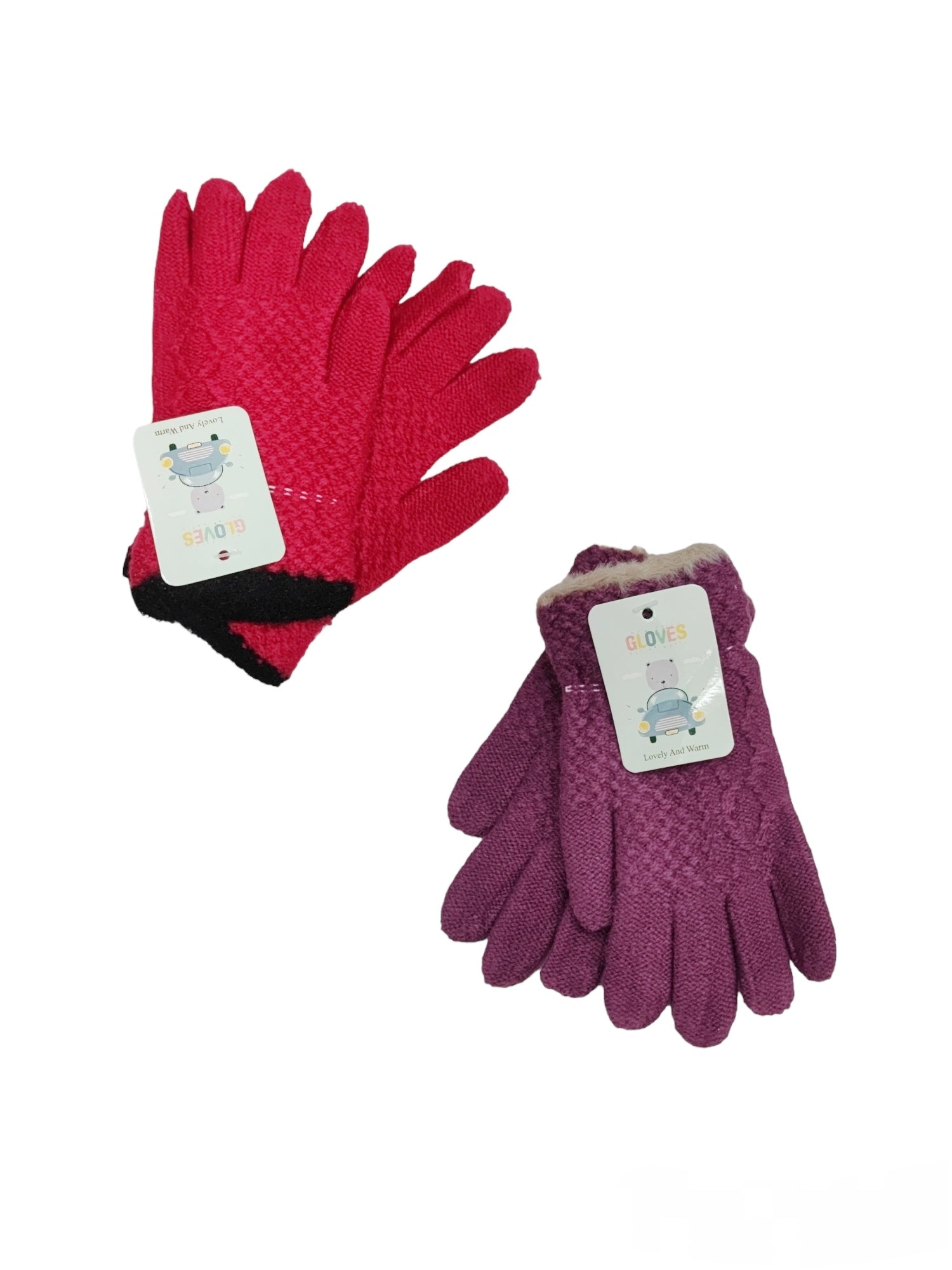 Double-thickness knitted gloves 5/10 years (x12)