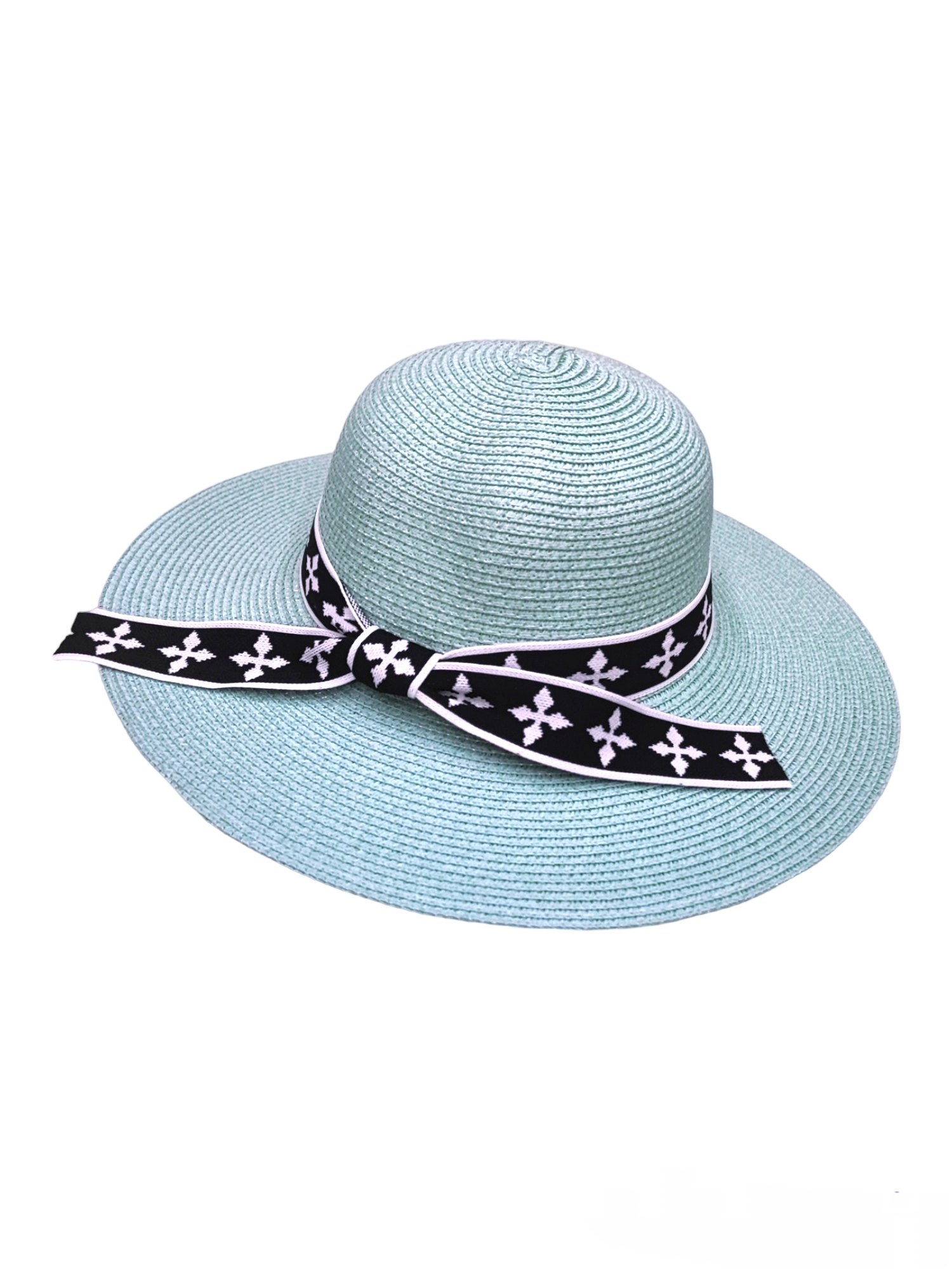 chapeau de paille Banderole en tricot noir et blanc (x12)