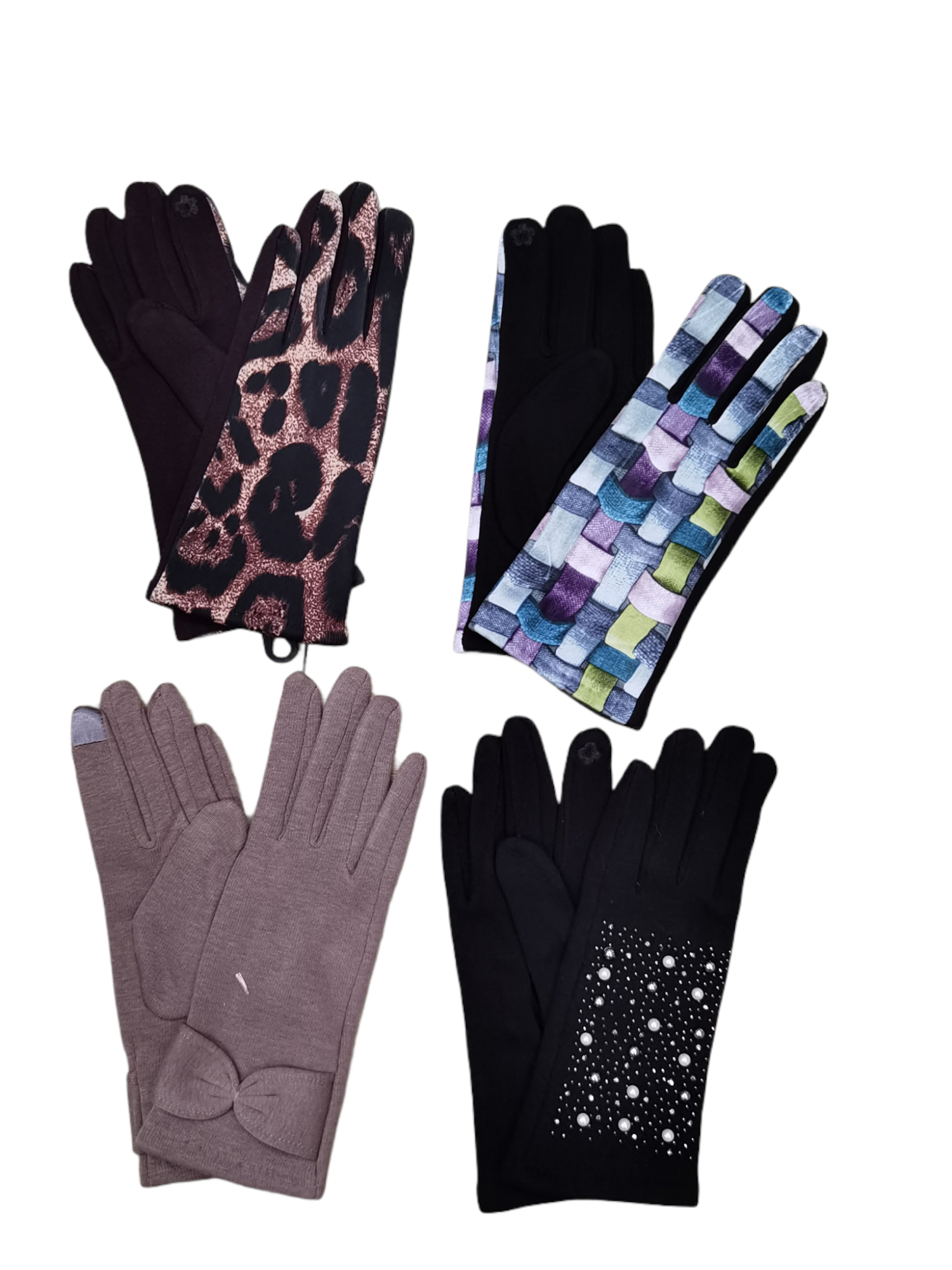 Tactile gloves mixed patterns and colors (x12)