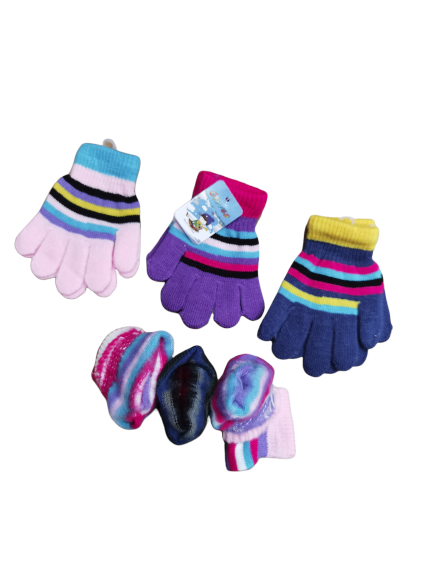 Gants enfant enfant rayure 2/6ans (x12)E23