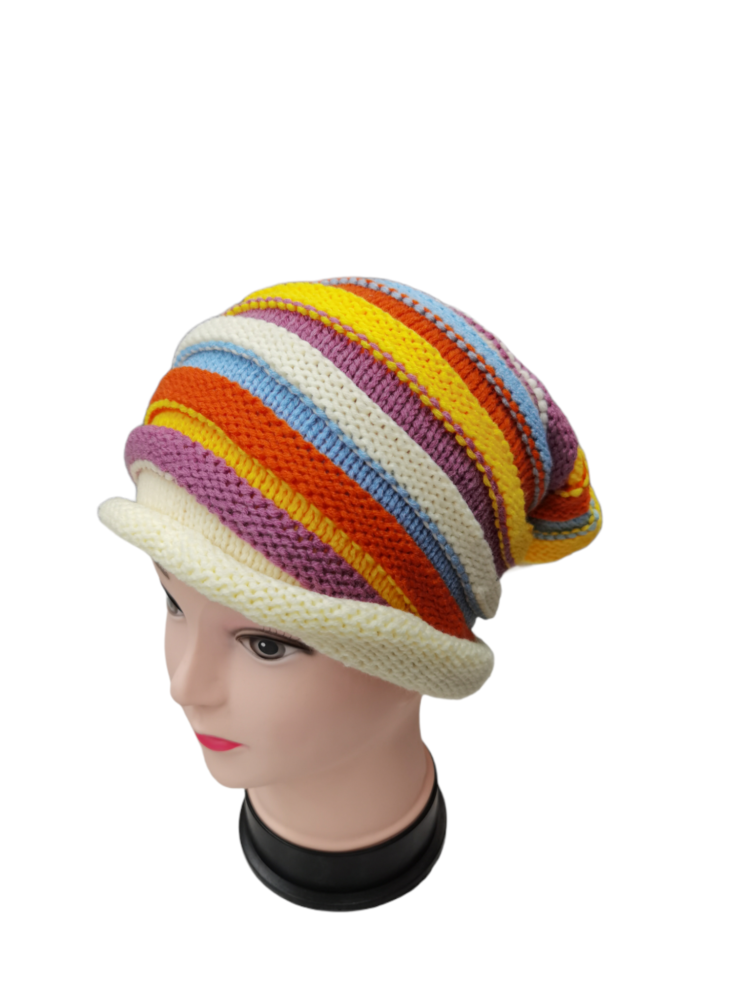 Bonnet Femme Slouchy Avec Strass Et Clous - Taille Unique (jusqu'à 58 Cm), 100% Viscose, Lavage Main