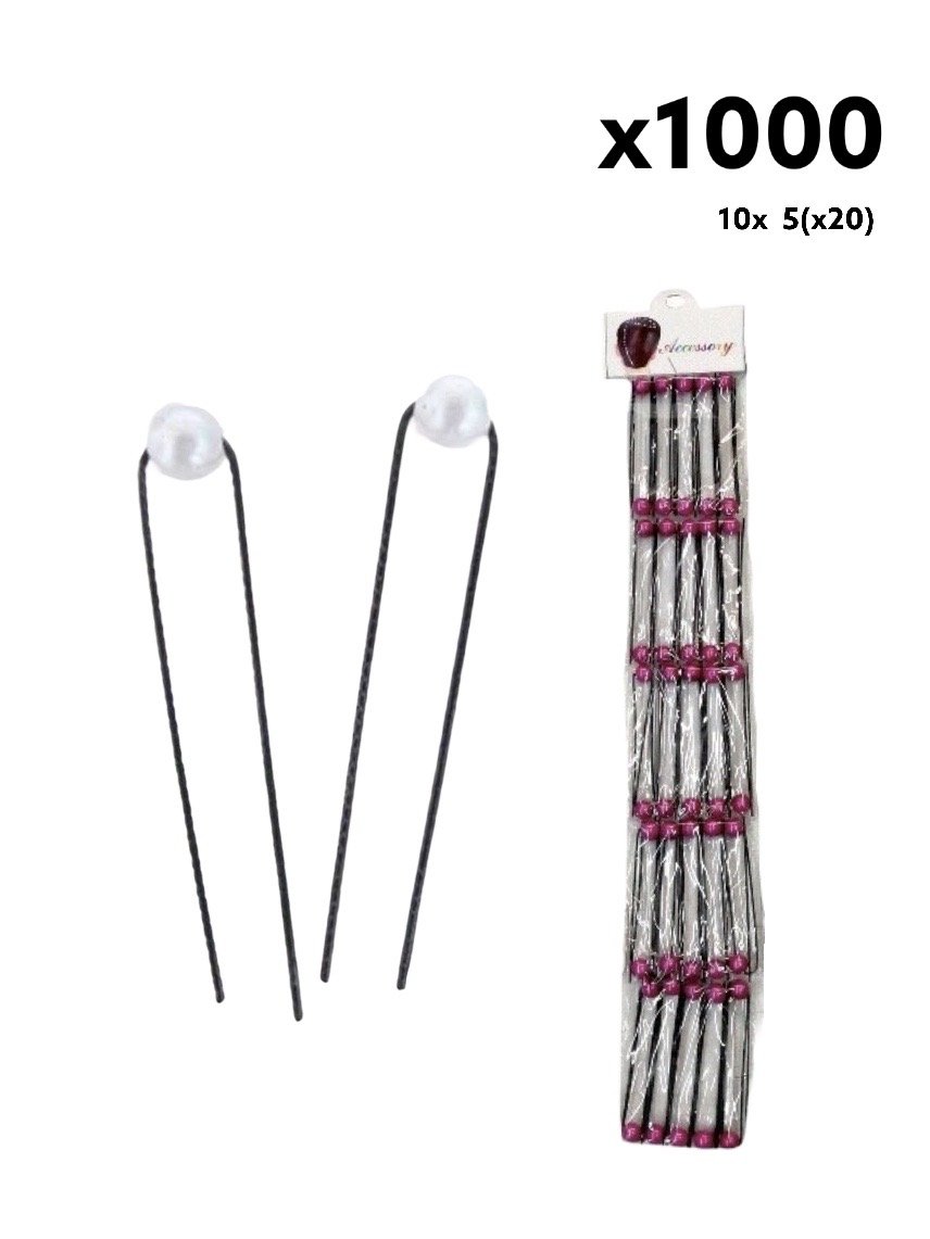 LOT DE 10 PLAQUES (x5) - Barrettes bobby pin Épingles cheveux mariage perles   0,20€/paquet | Grossiste-pro