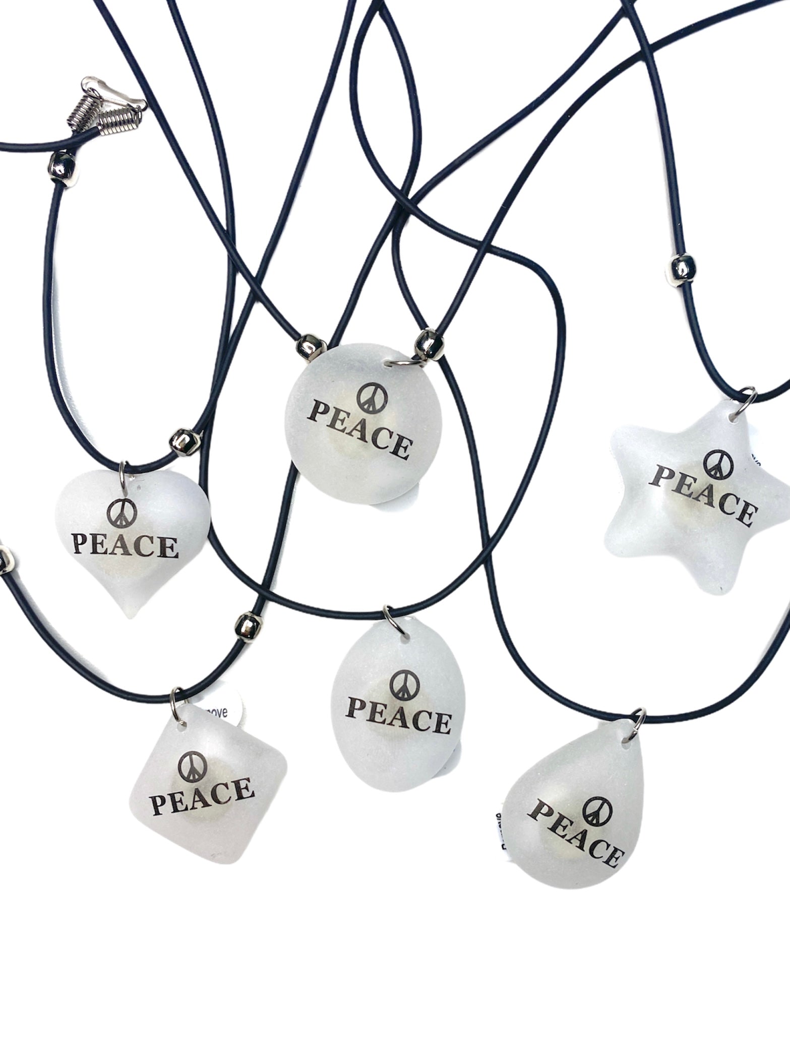 Collier pendentif translucide Peace (x24)