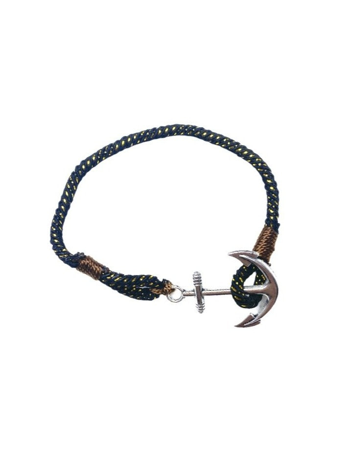 Bracelet ancre fil noir (x6)