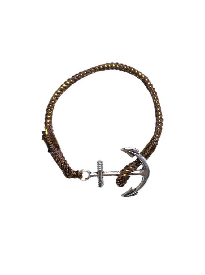 Bracelet ancre fil marron (x6)