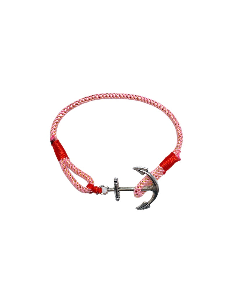 Bracelet ancre fil rose (x12)