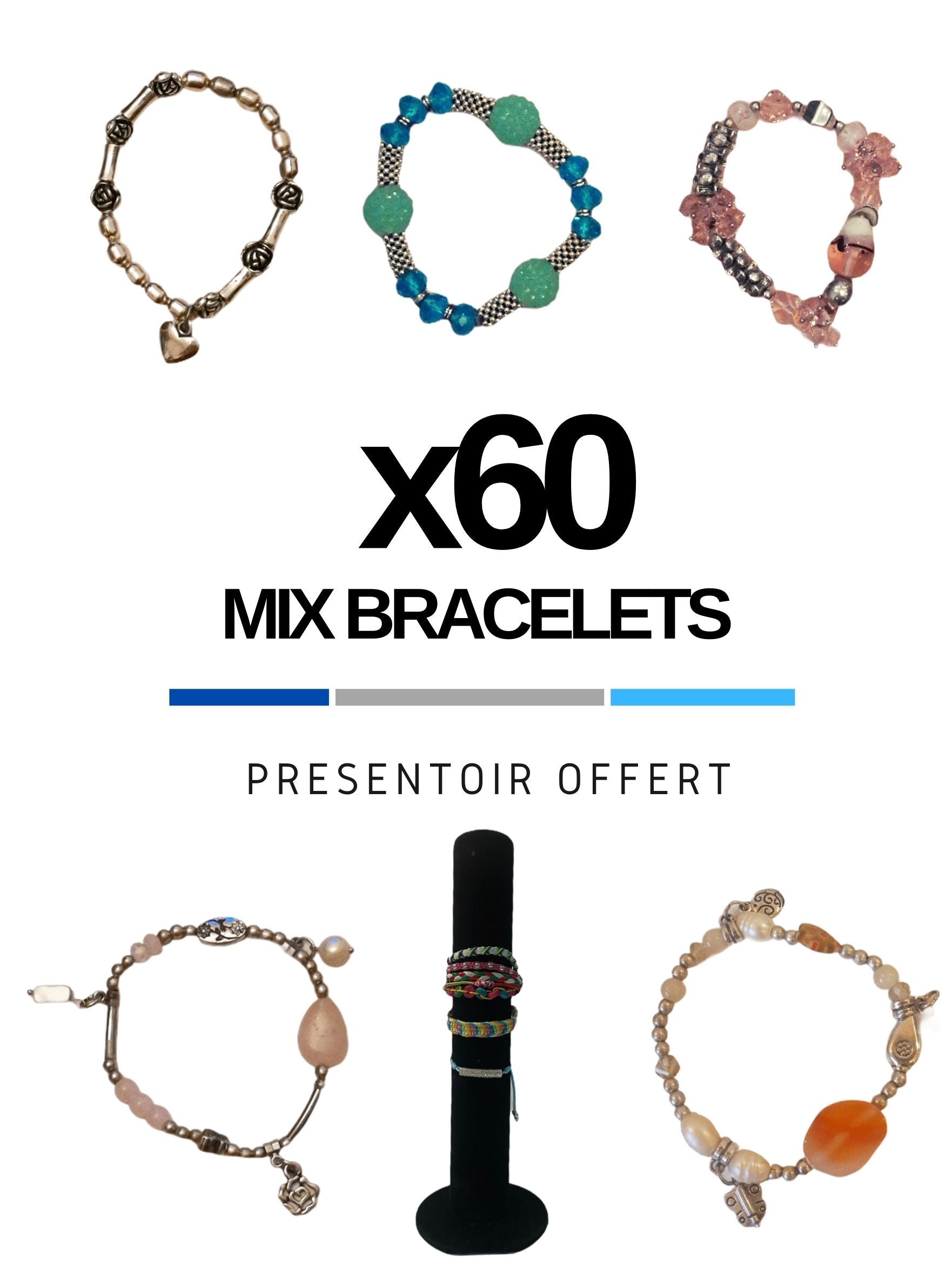 MAXI-LOT Free display + Mix bracelets (x60)