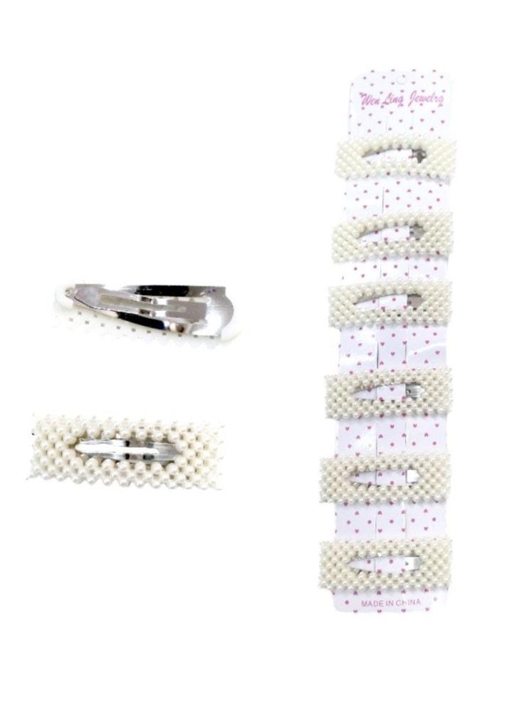 LOT DE 12 - Barrettes Pinces perles clip rectangulaire    0,67€/unité | Grossiste-pro