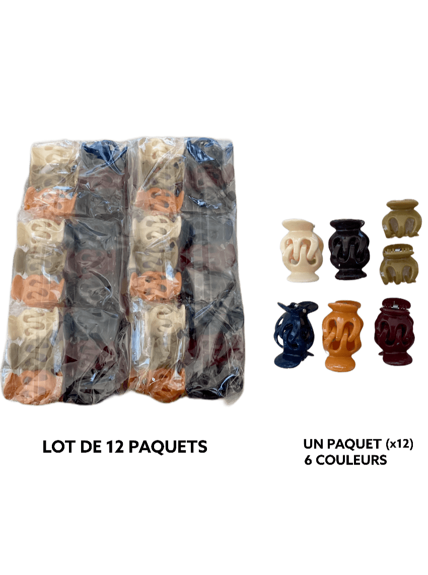 LOT DE 12 PAQUETS - mini pinces crabes cheveux (x12)  0,40€/paquet | Grossiste-pro