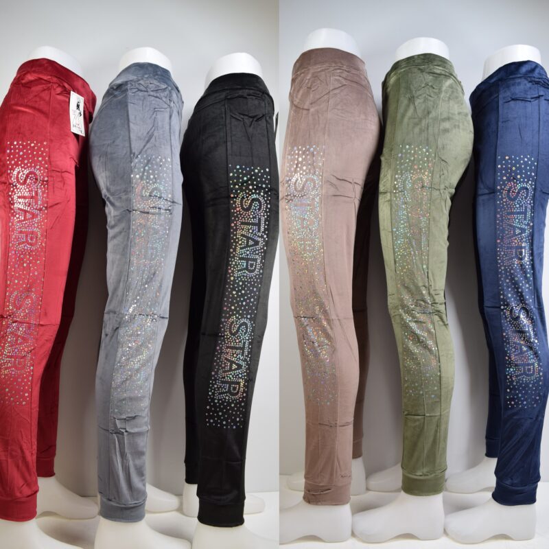 Colorful Velvet Pants with Glittery Star Pattern (x12)