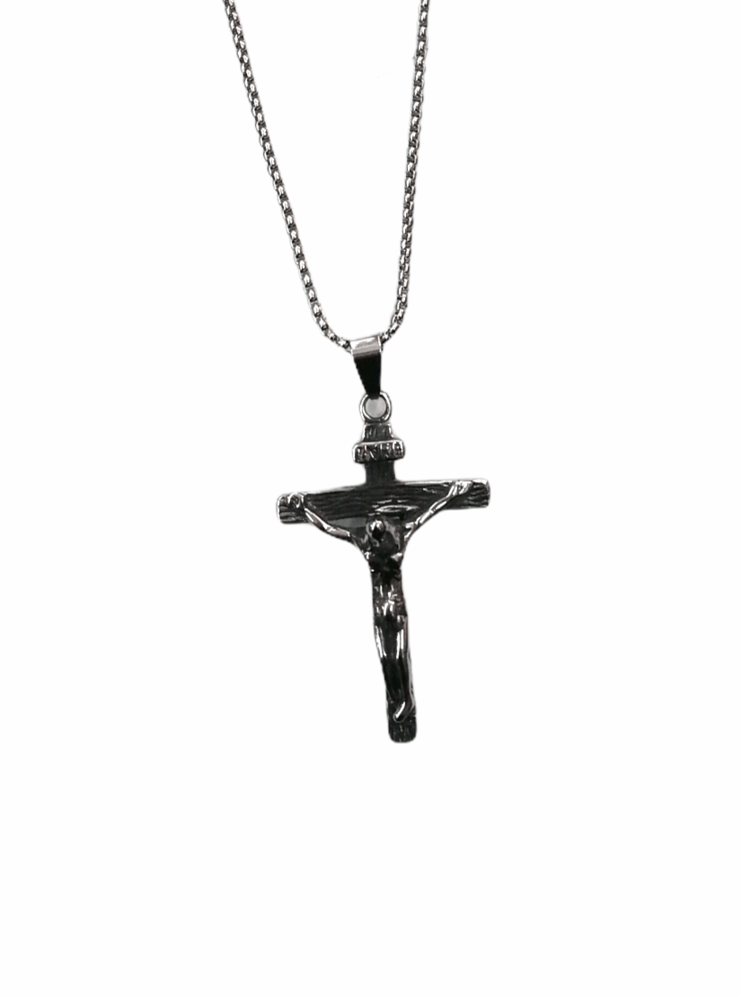 HOMME - LOT DE 2 - Collier pendentif croix acier inoxydable 5,00€/unité | Grossiste-pro