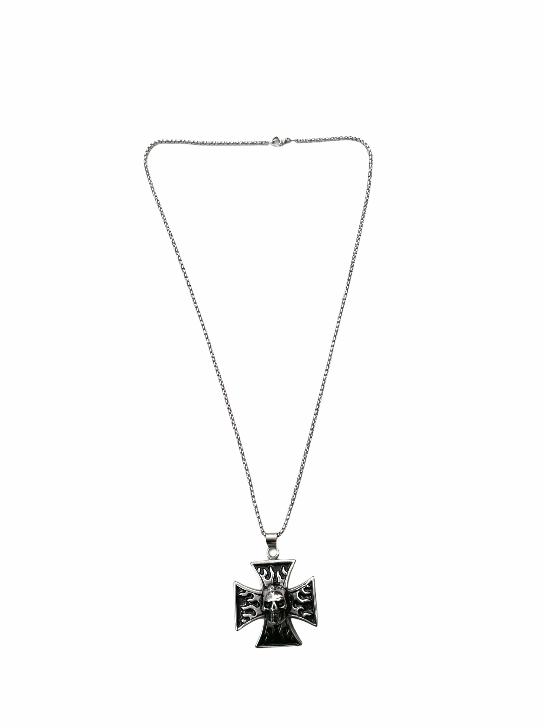 HOMME - LOT DE 2 - Collier pendentif croix tête de mort 5,00€/unité | Grossiste-pro