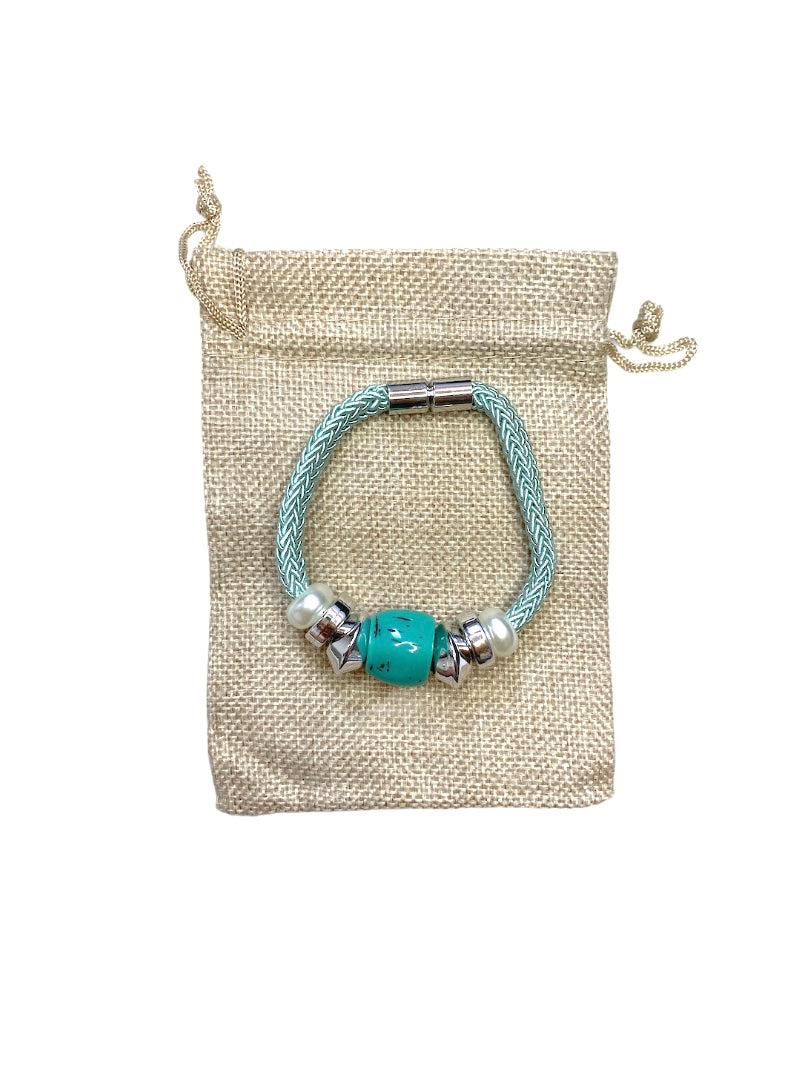 Bracelet Fantaisie Extensible - Perles Et Cristaux Couleur Cuivre - Occasion Déco Bohème