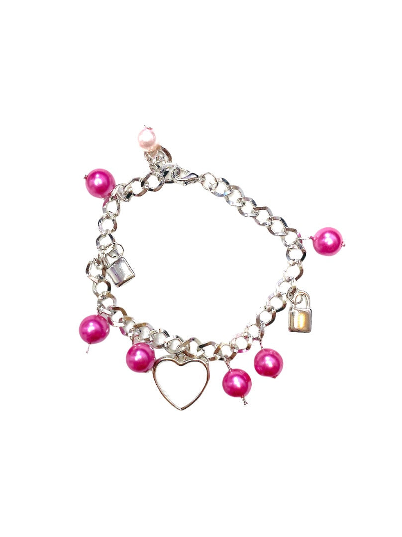 Bracelet fantaisie charms coeur #BF14 (x6)