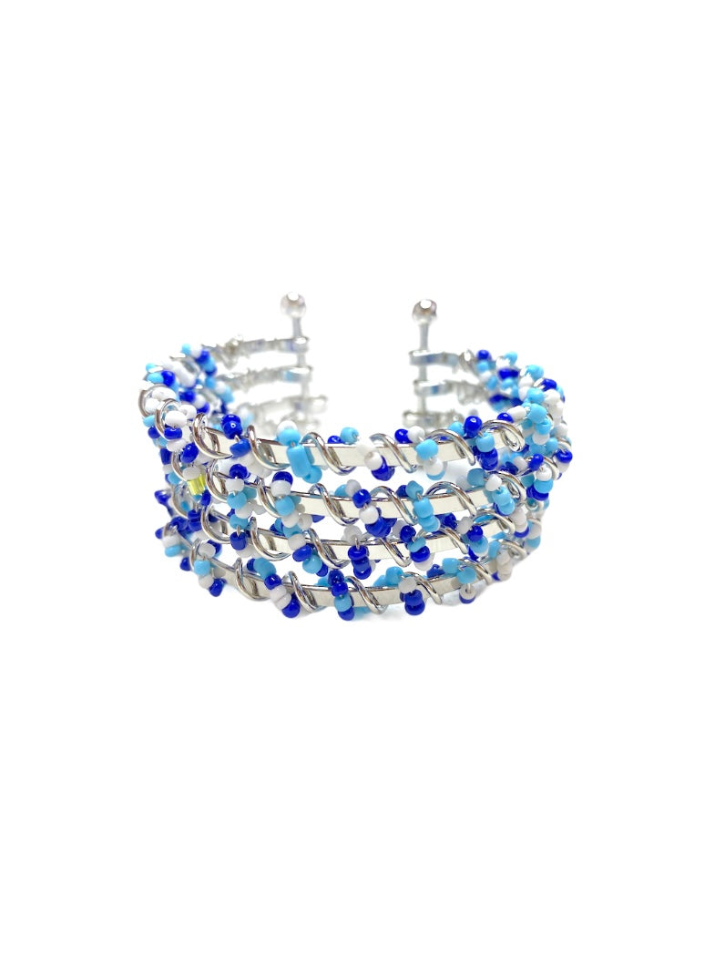 Bracelet fantaisie jonc semainier multirang perles #BJ02