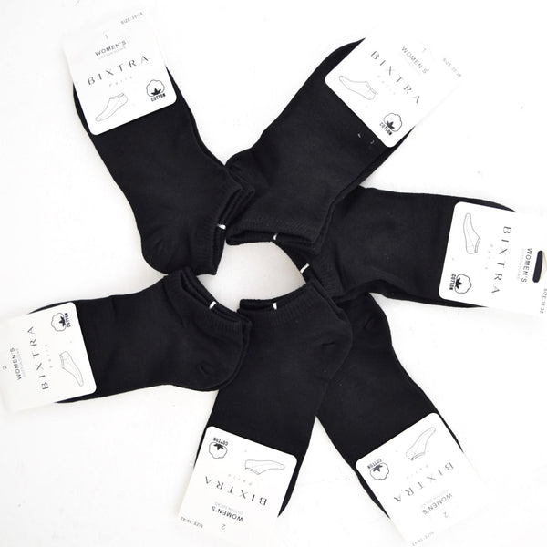 FEMME Chaussettes noires courtes en coton (x24)