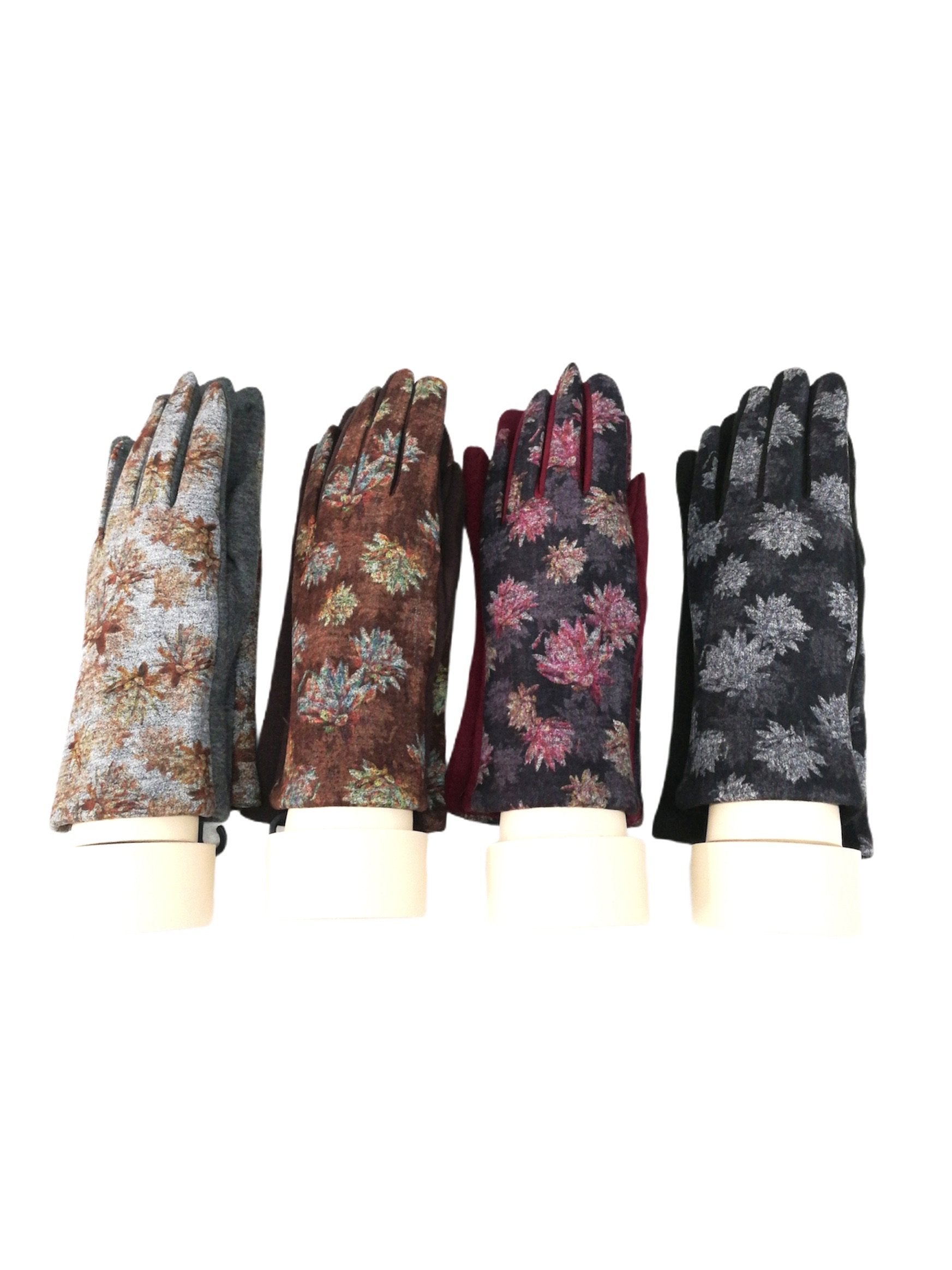 LOT DE 12 - Gants tactiles motif fleurs doublure 3,50€/paire | Grossiste-pro