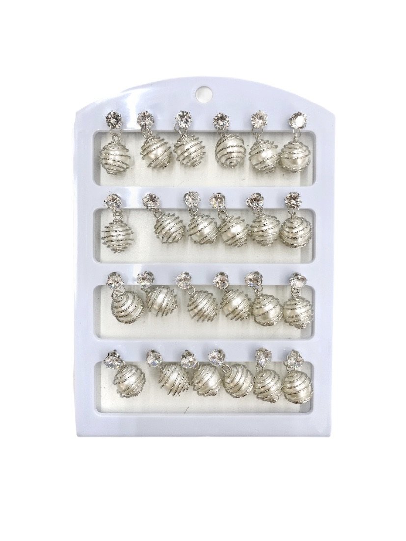 LOT DE 12 - Boucles d'oreilles boule perle     0,62€/paire | Grossiste-pro