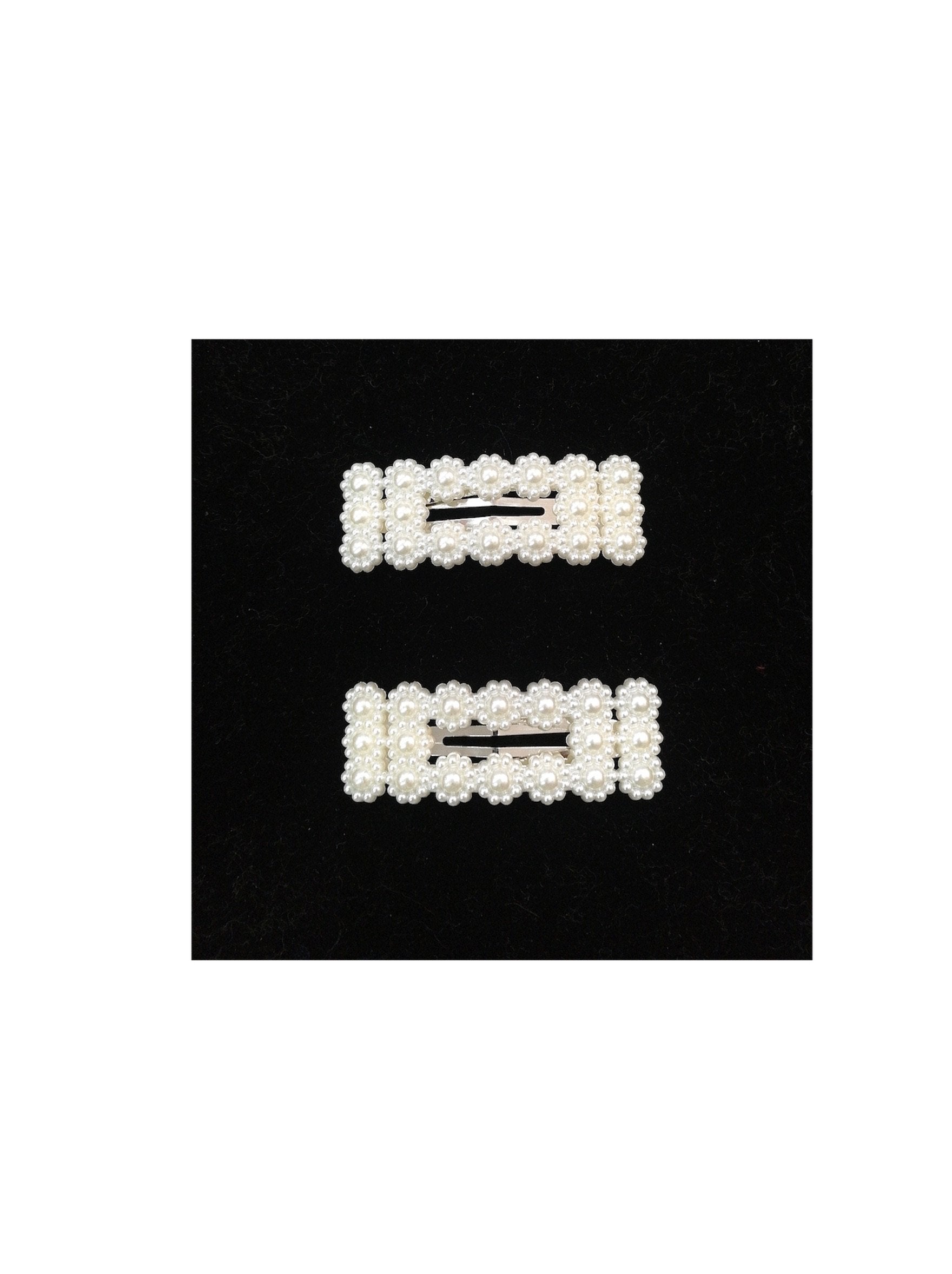 LOT DE 12 - Barrettes Pinces perles rectangle fleurs    0,60€/unité | Grossiste-pro