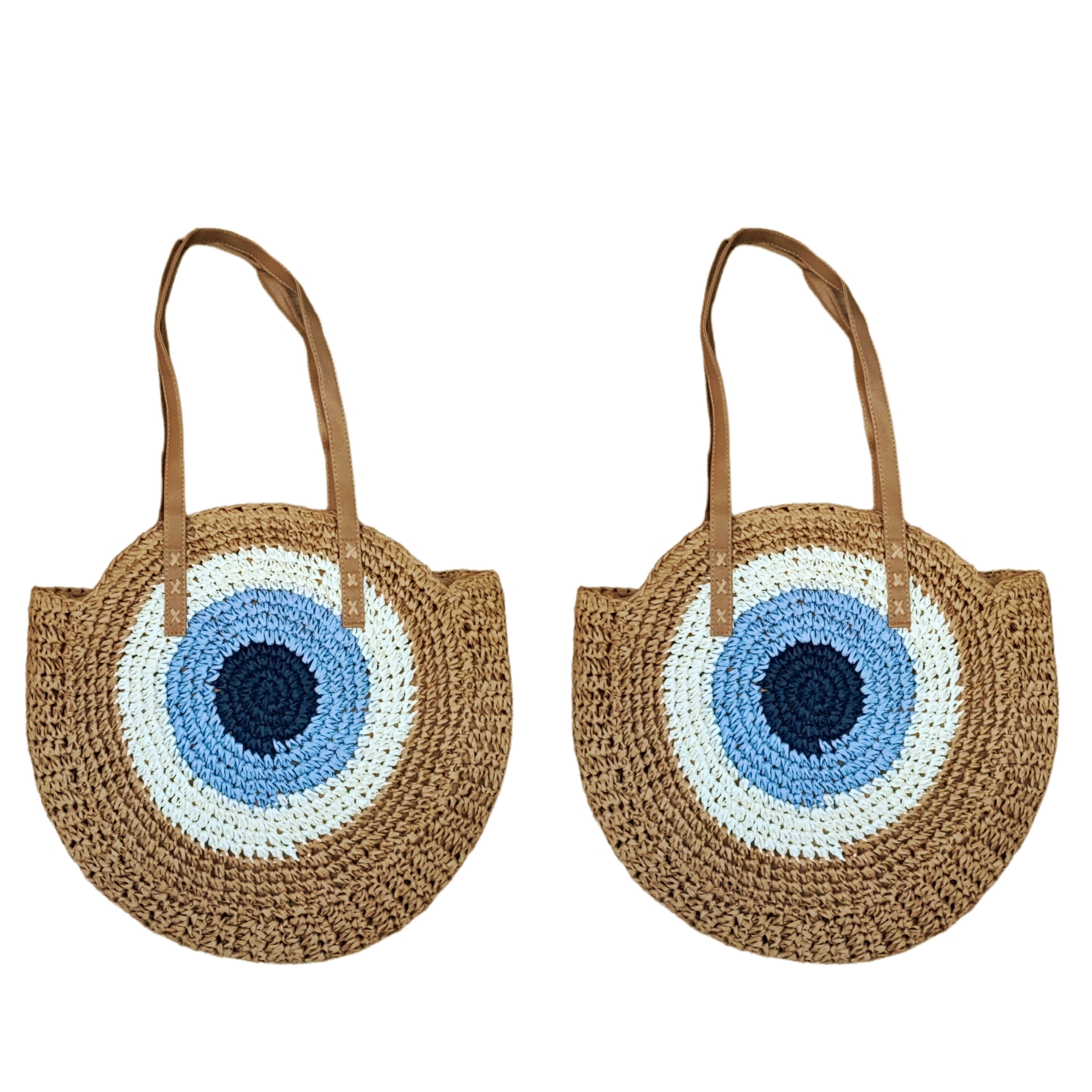 Sac paille rond oeil x2