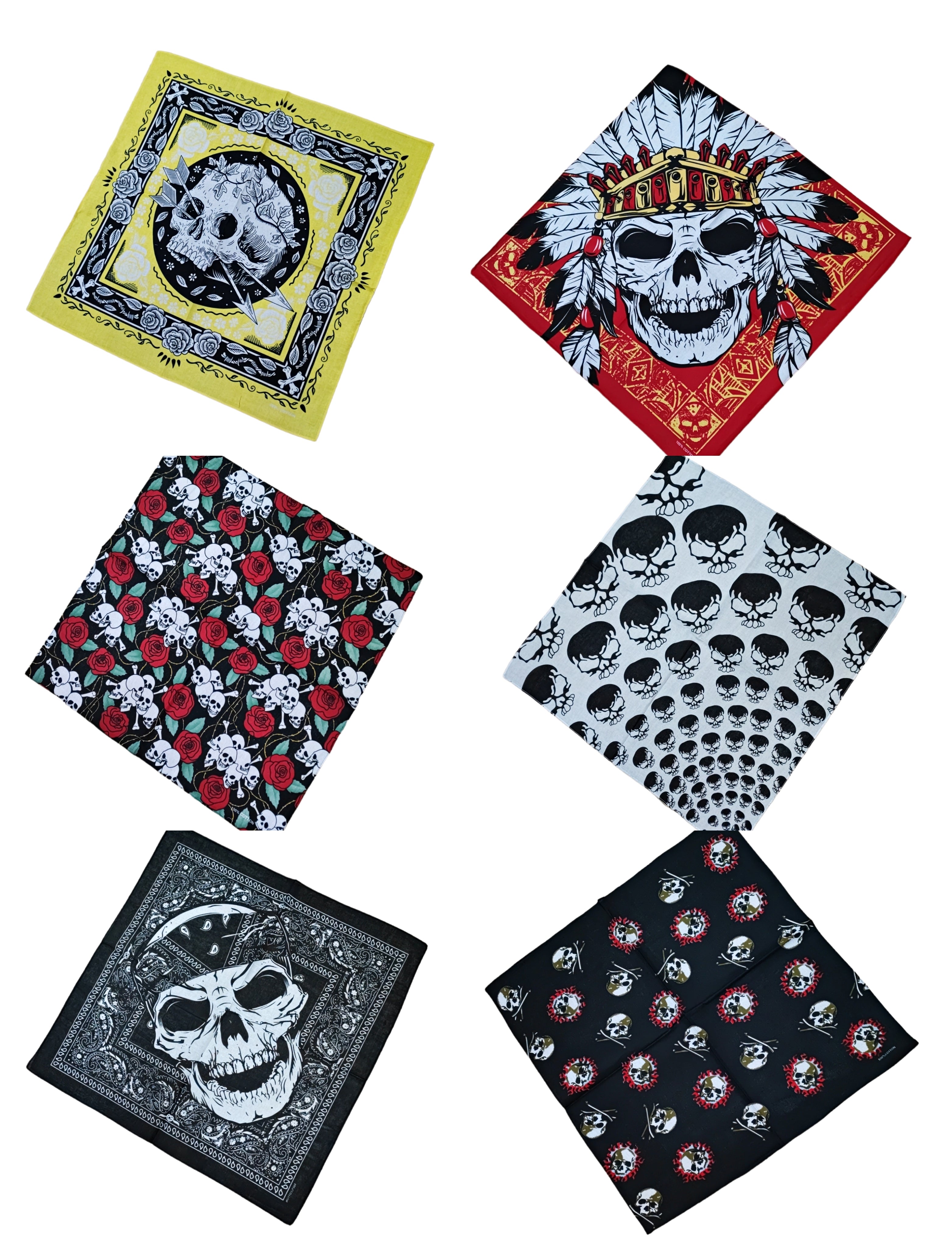 Cotton bandana with skull pattern (x12)