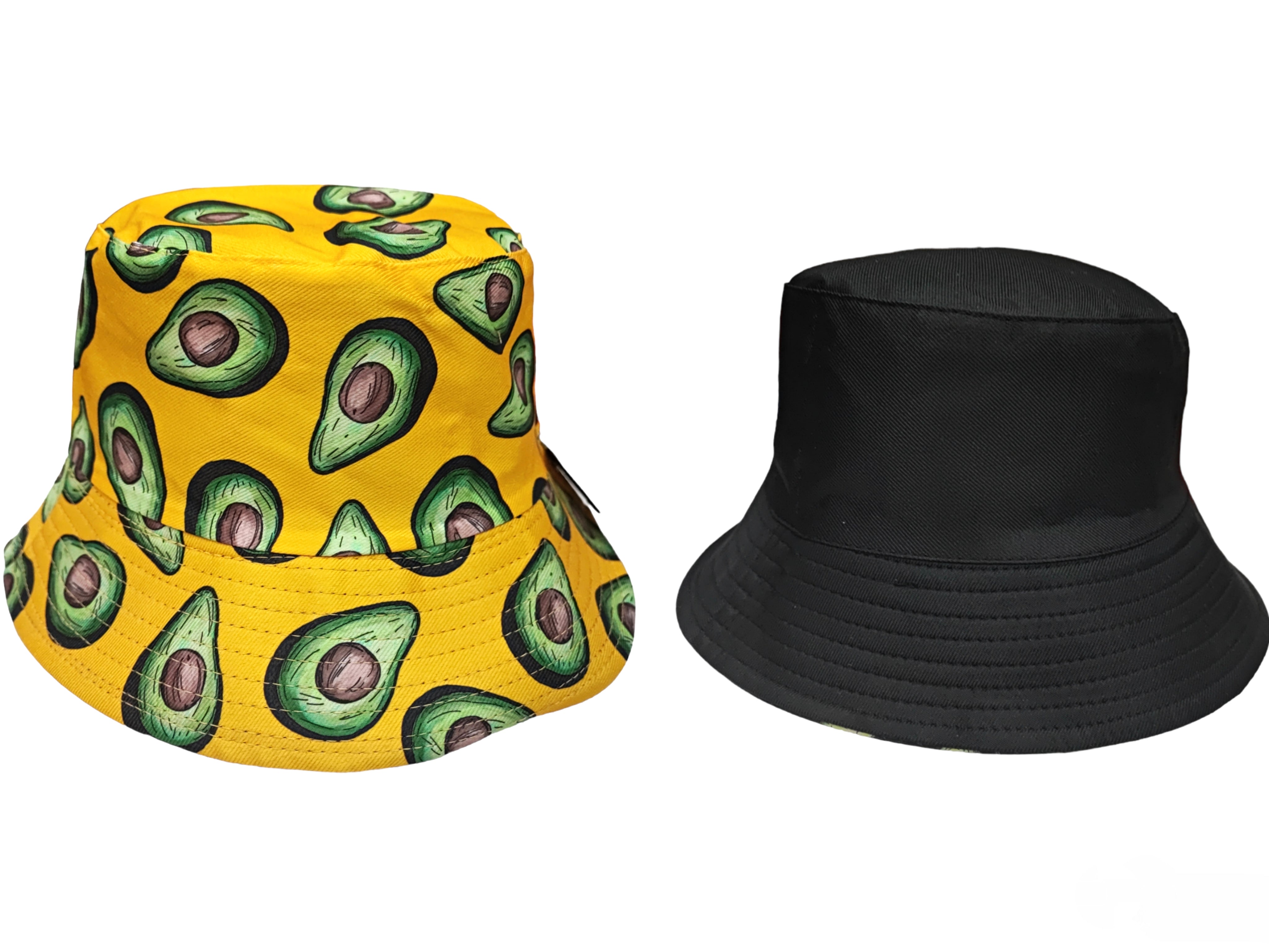 Reversible avocado pattern bucket hats (x12)